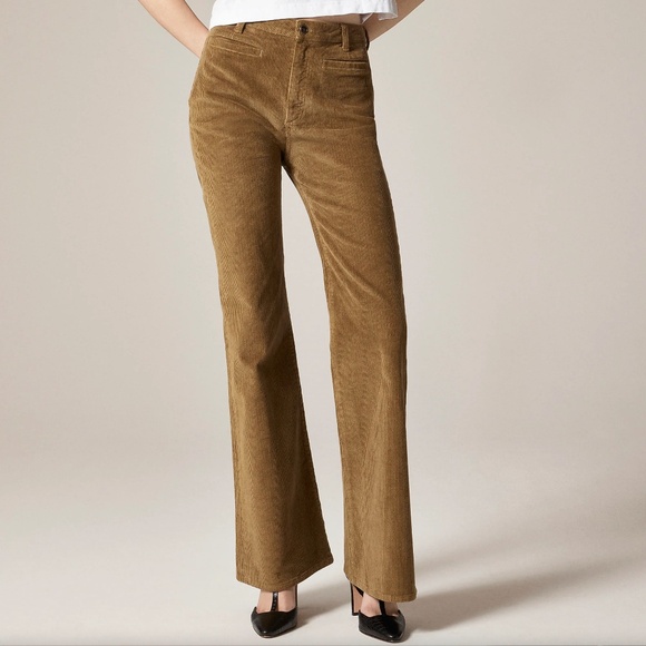 733. J. CREW Vintage flare pant in corduroy Sunlit Olive Green $158 EUC Sz 29 - Picture 1 of 7